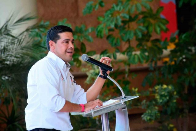 Leo durante la presentación de su quinto eje de gobierno.