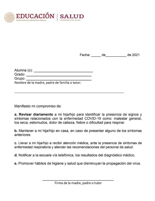 Carta de corresponsabilidad para padres