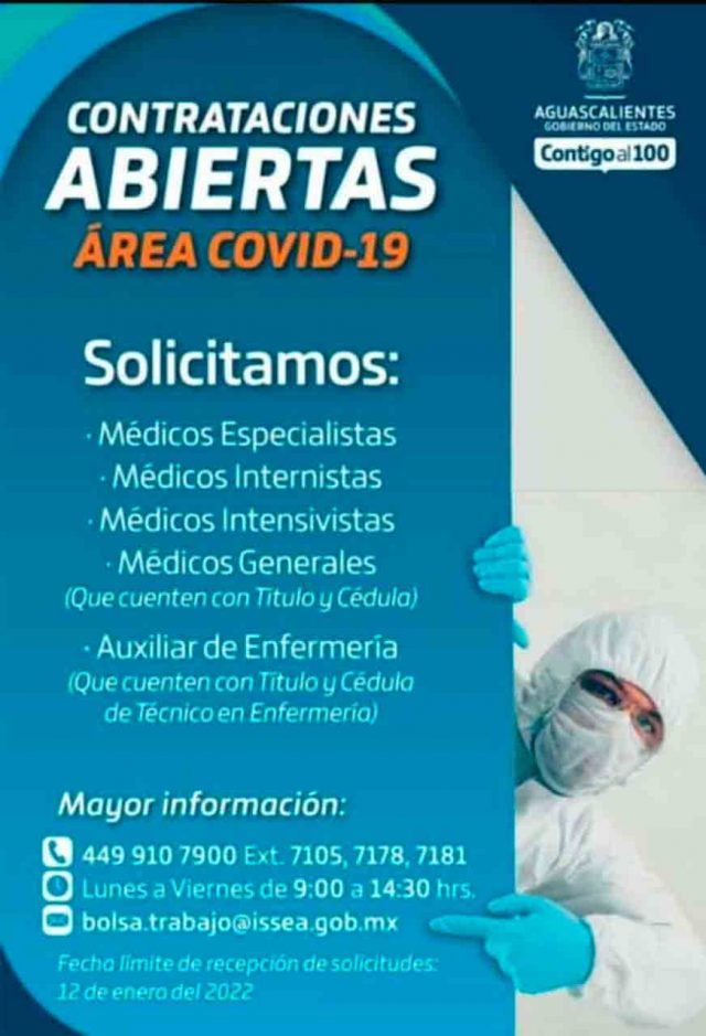 Aguascalientes Contratación Médicos Enfermeras Hospitales Covid