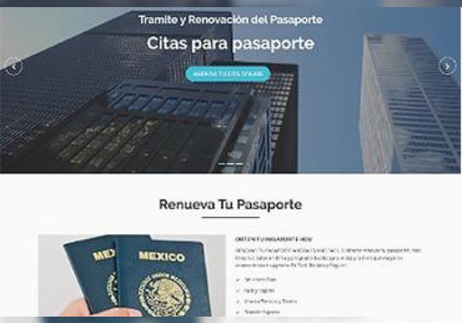 El portal de la página fraudulenta pasaportesmx.com.
