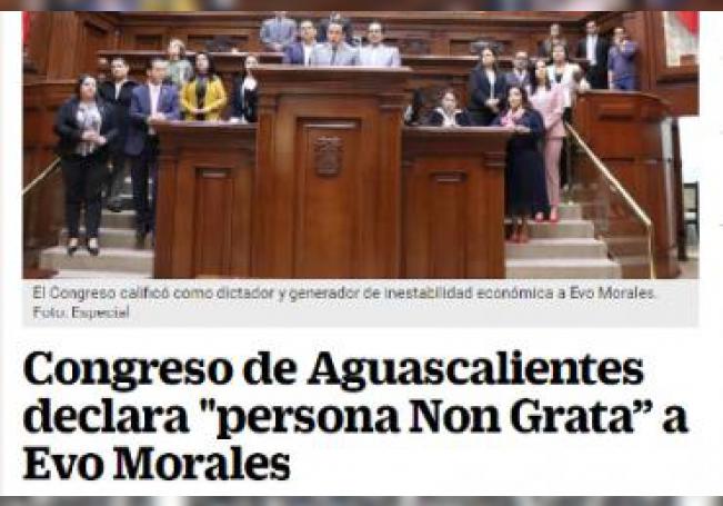 Destacan medios nacionales decisión del Congreso estatal sobre Evo Morales