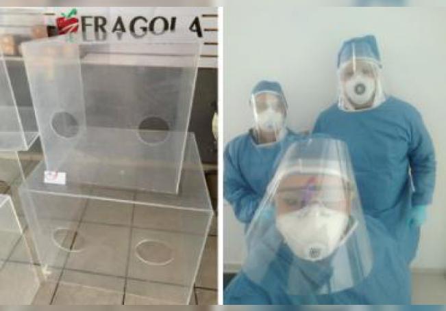 Estos materiales serán utilizados para la fabricación de mascarillas para los médicos y cajas acrílicas para la prevención de contagio durante la atención de los pacientes.