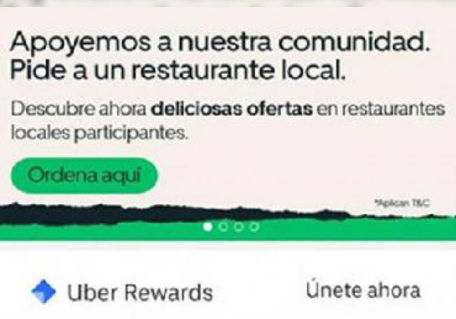 Permite Uber Eats apoyar a restaurantes locales
