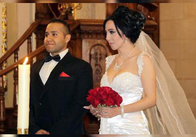 En su enlace matrimonial, Emmanuel Mata Barba y Marisol Montelongo Santacruz.