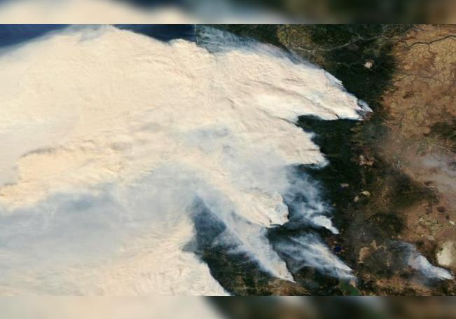 A handout photo made available by the NASA Worldview shows an Aqua satellite image on the raging wifires in Oregon, USA, 08 September 2020. EFE/EPA/NASA / HANDOUT HANDOUT EDITORIAL USE ONLY/NO SALES