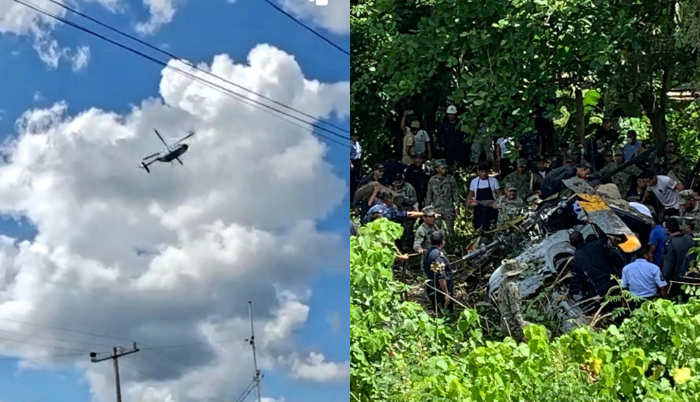 Pobladores ayudan a marinos tras desplome de helicóptero en Tabasco