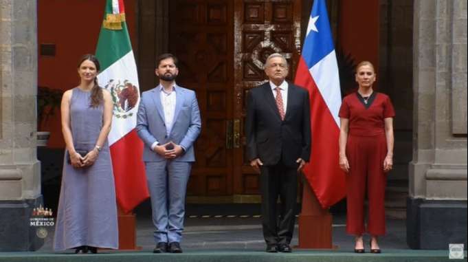 AMLO recibe en Palacio Nacional a Gabriel Boric, presidente de Chile