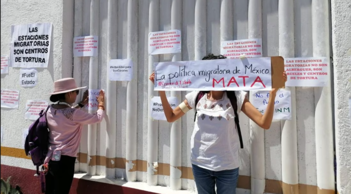 Protestan en instalaciones del INM en Chiapas por incendio