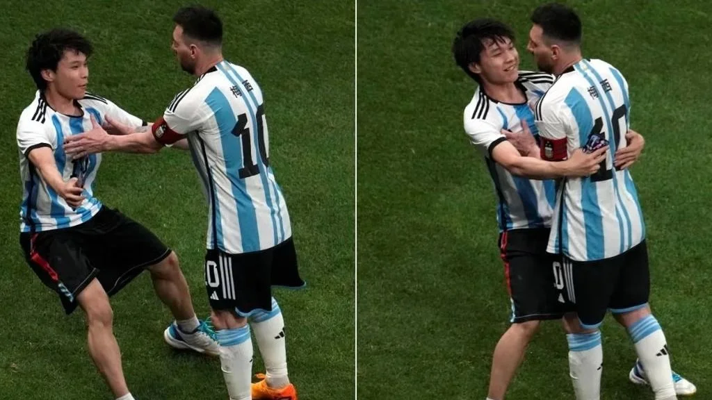 Vetan por un año a aficionado en China por abrazar a Messi