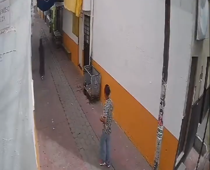 Captan a hombre derribando a una mujer para asaltarla en Iztacalco