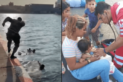 Policías rescatan a bebé que cayó al mar en Veracruz