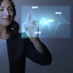 high technology digital graph presentation by businesswoman 1