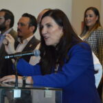 La diputada federal Kenia López Rabadán, durante su participación en la plenaria de los diputados locales del PAN