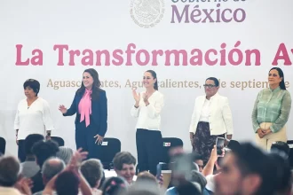 Claudia Sheinbaum acuerda con Aguascalientes lazos de unidad, durante su visita. Foto Gobierno del Estado