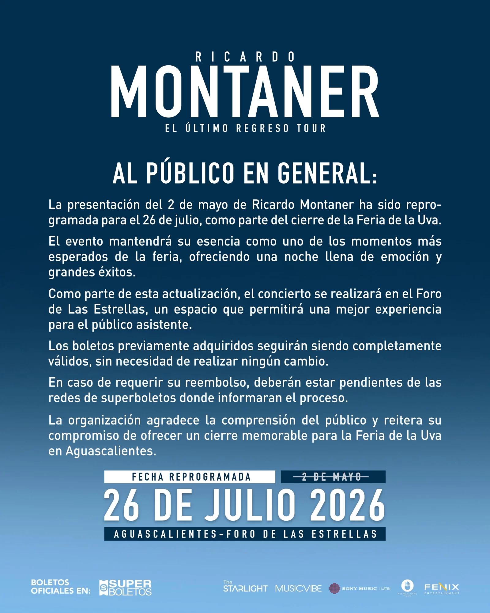 ricardo montaner aviso oficial aguascalientes 1