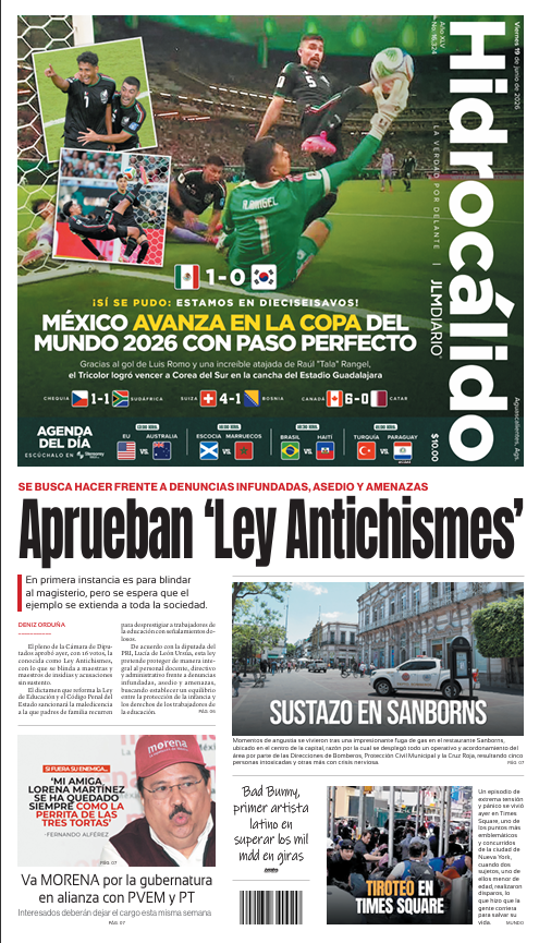 Hidrocálido 19 de junio de 2026