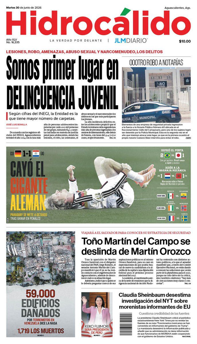 Hidrocálido 30 de junio de 2026