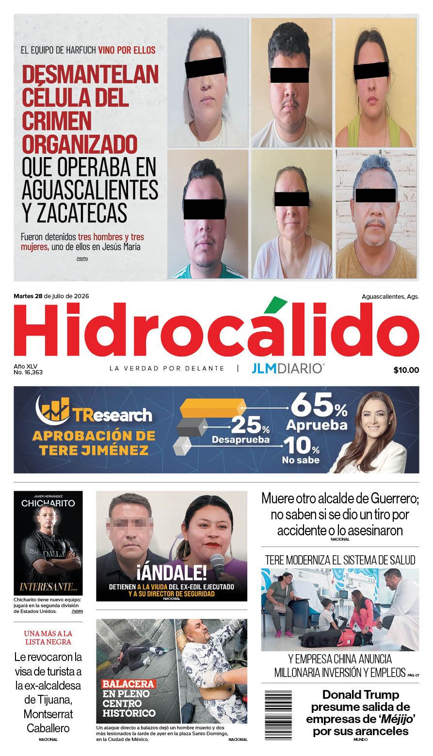 Hidrocálido 28 de julio de 2026
