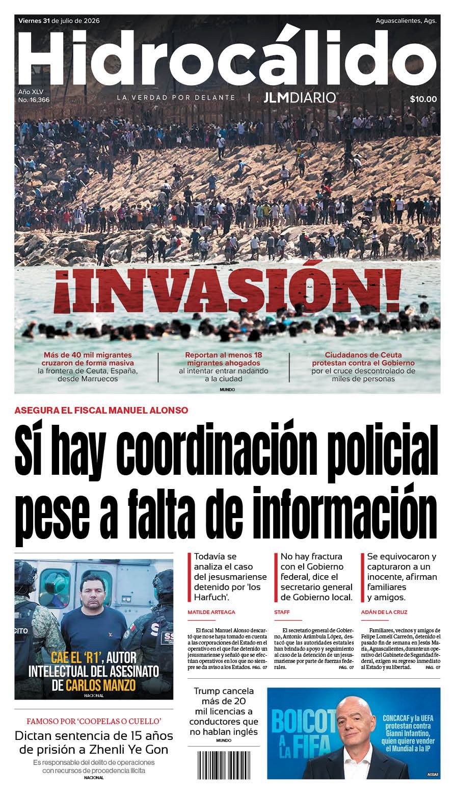 Hidrocálido 31 de julio de 2026