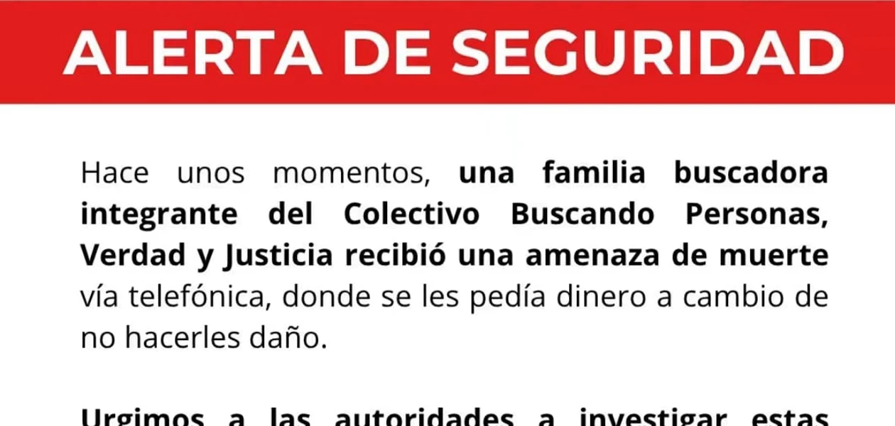 Lanza alerta OVSG por una familia buscadora amenazada