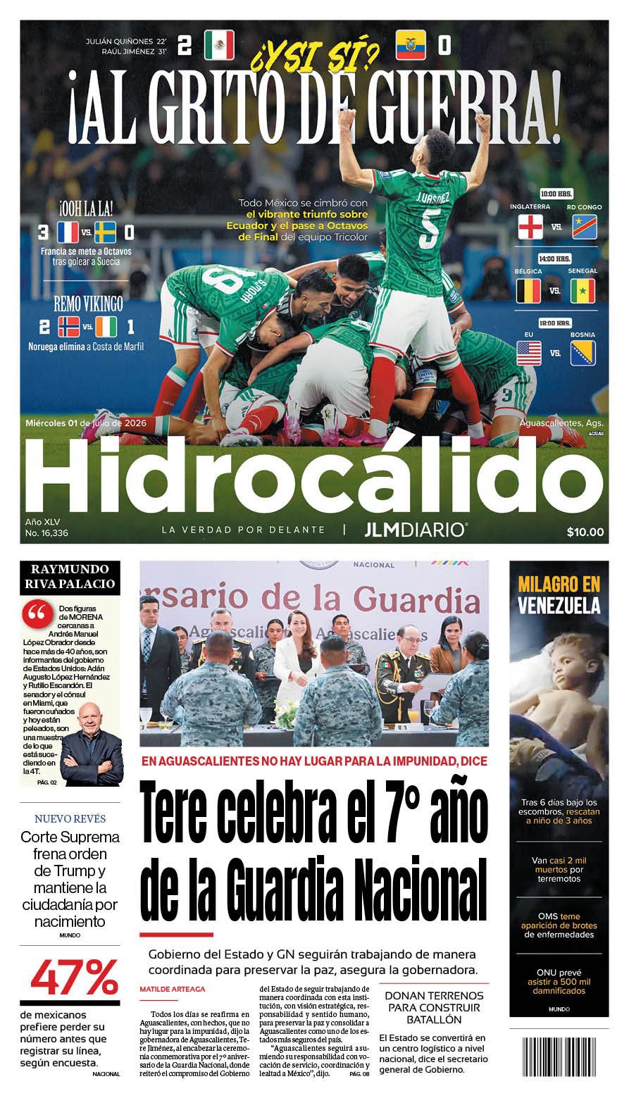 Hidrocálido 1 de julio de 2026