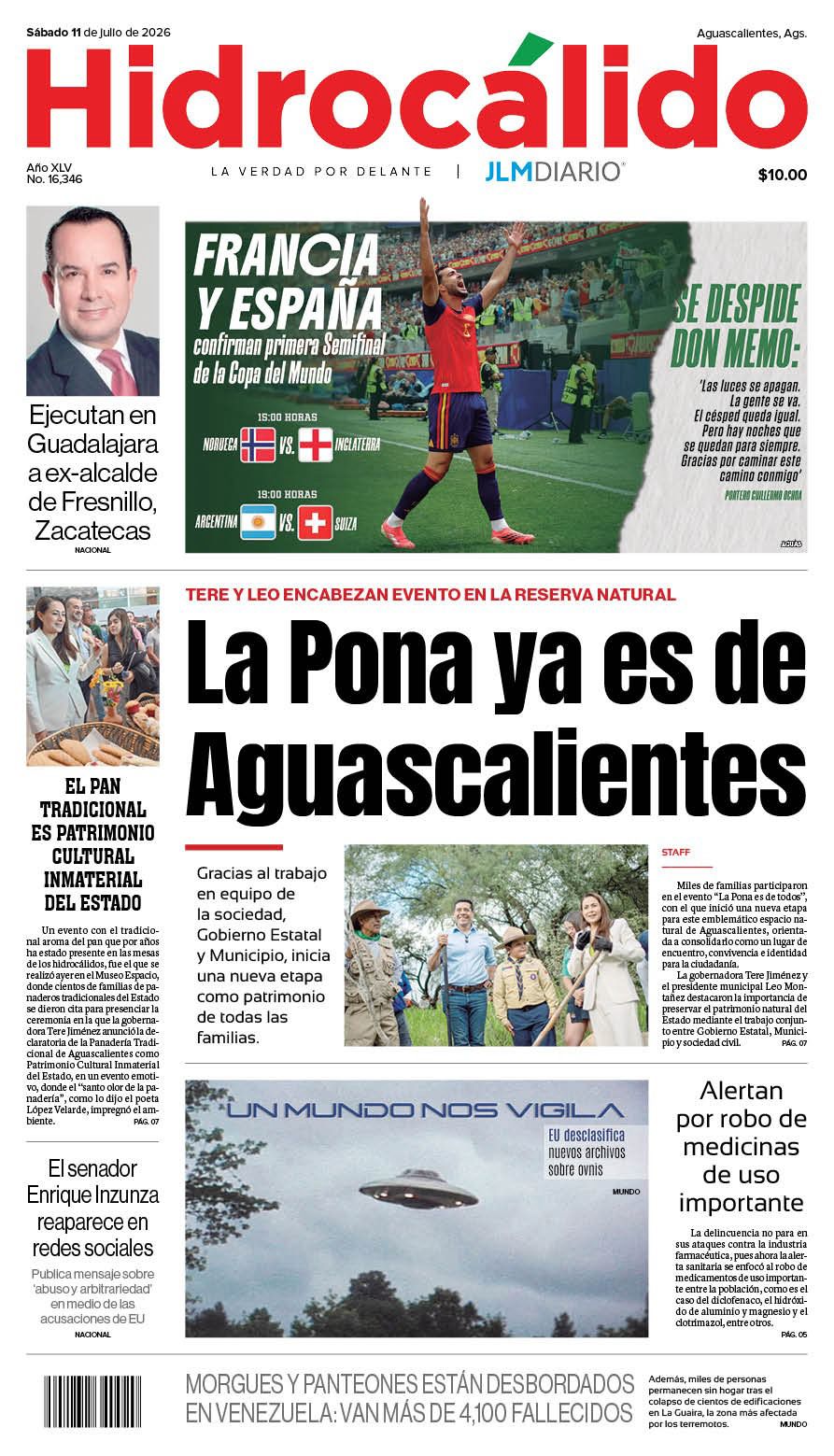 Hidrocálido 11 de julio de 2026
