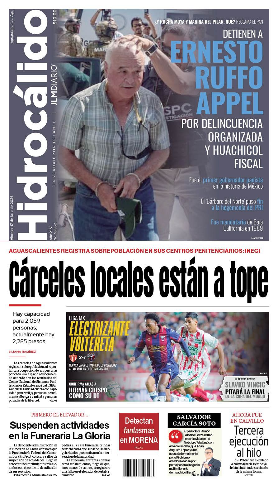 Hidrocálido 17 de julio de 2026