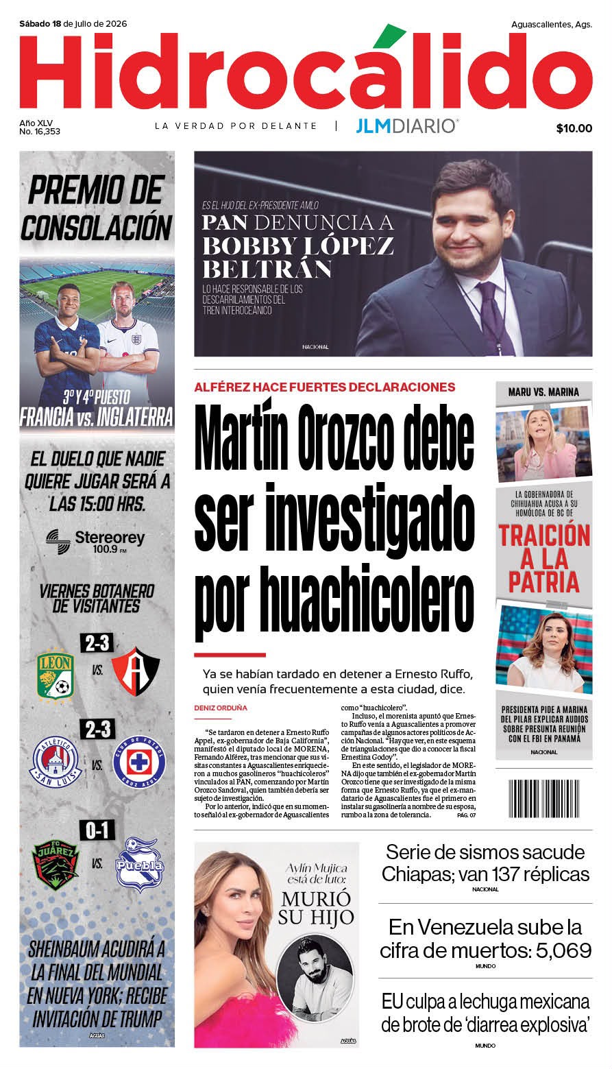 Hidrocálido 18 de julio de 2026