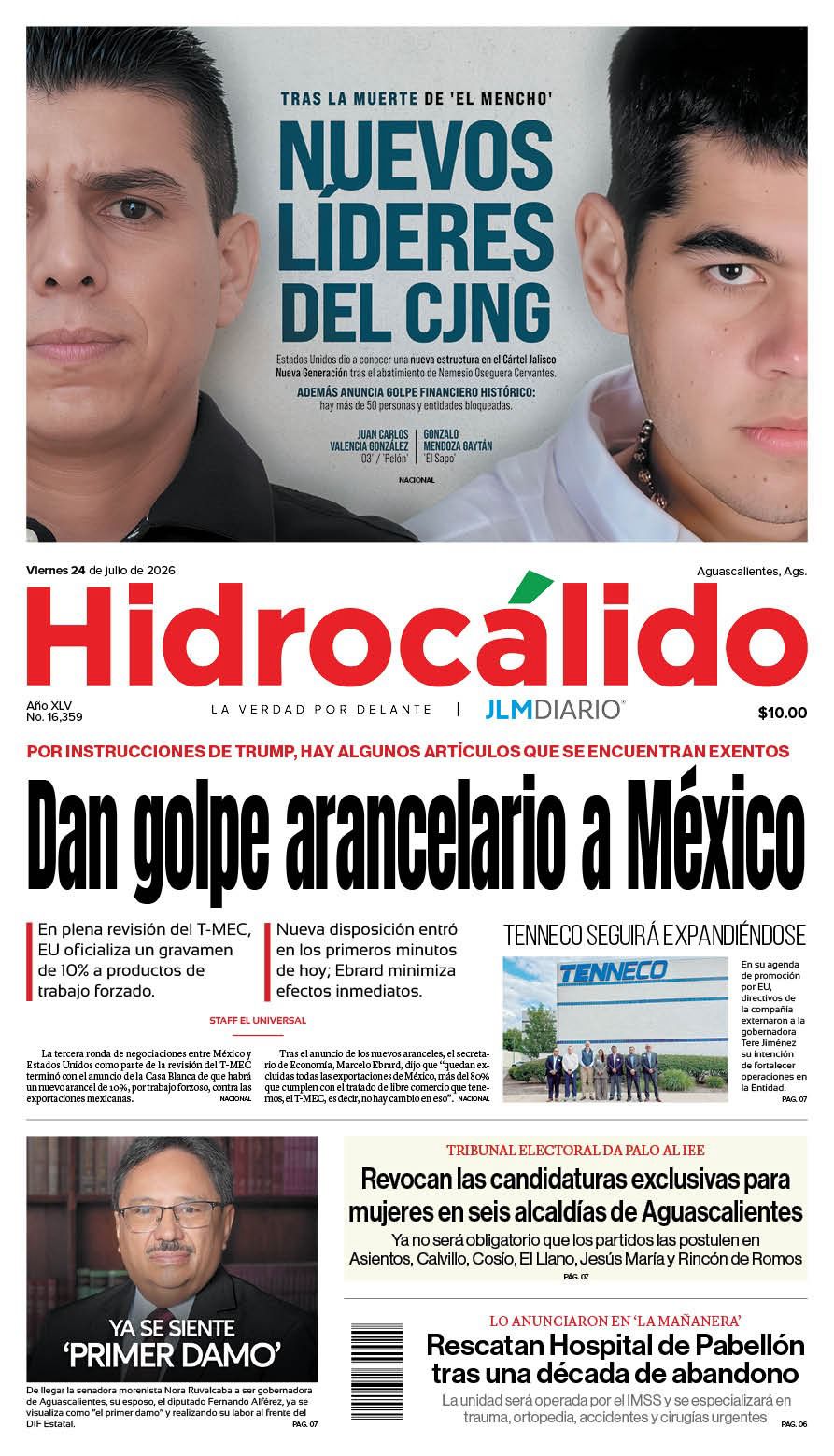 Hidrocálido 24 de julio de 2026