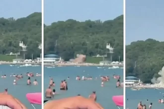 Dron es derribado y cae en playa rusa- mata a 12