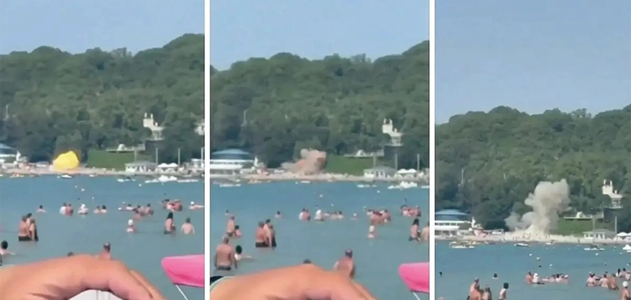 Dron es derribado y cae en playa rusa- mata a 12