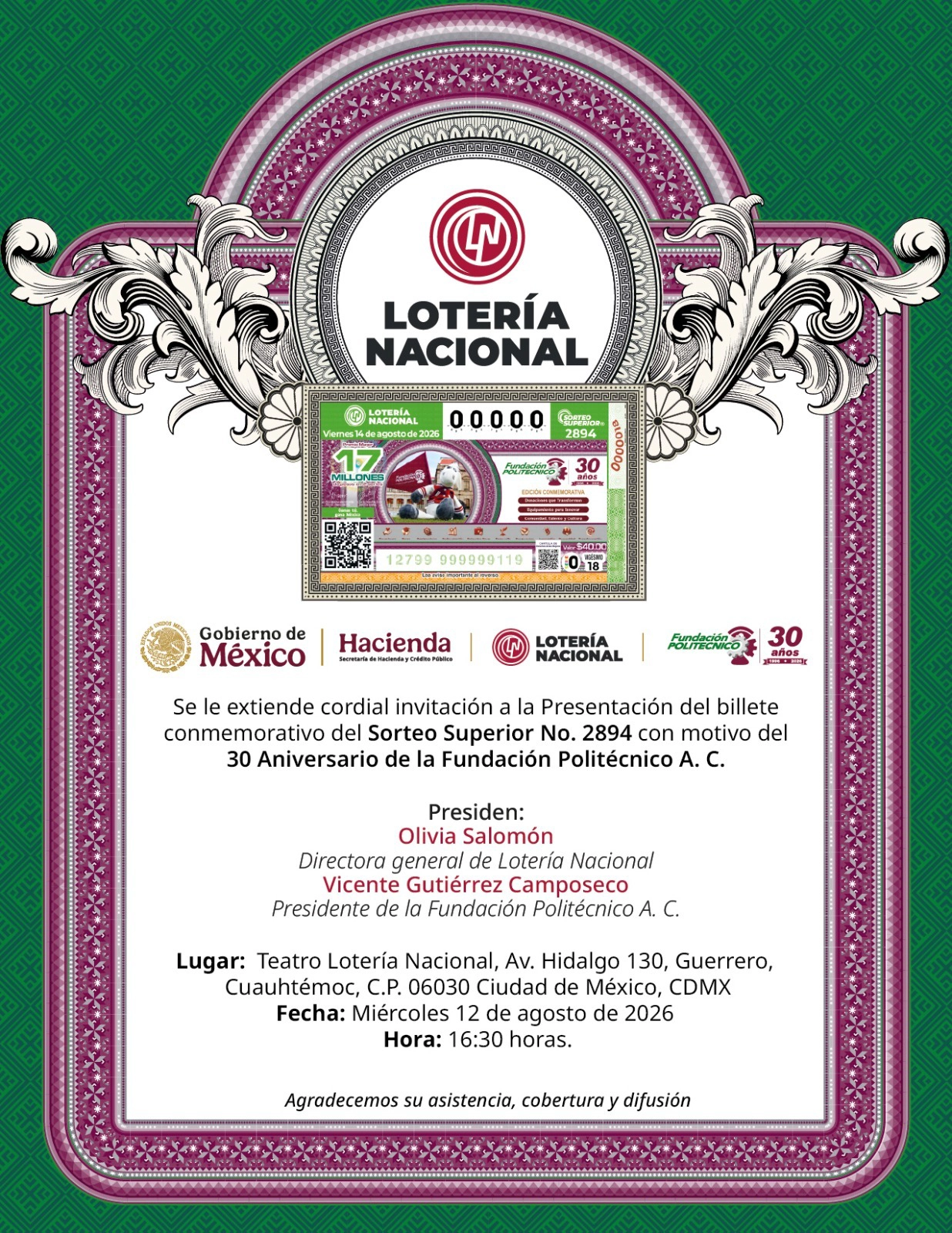 Lotería Nacional celebra 30 años de Fundación Politécnico A.C. 2