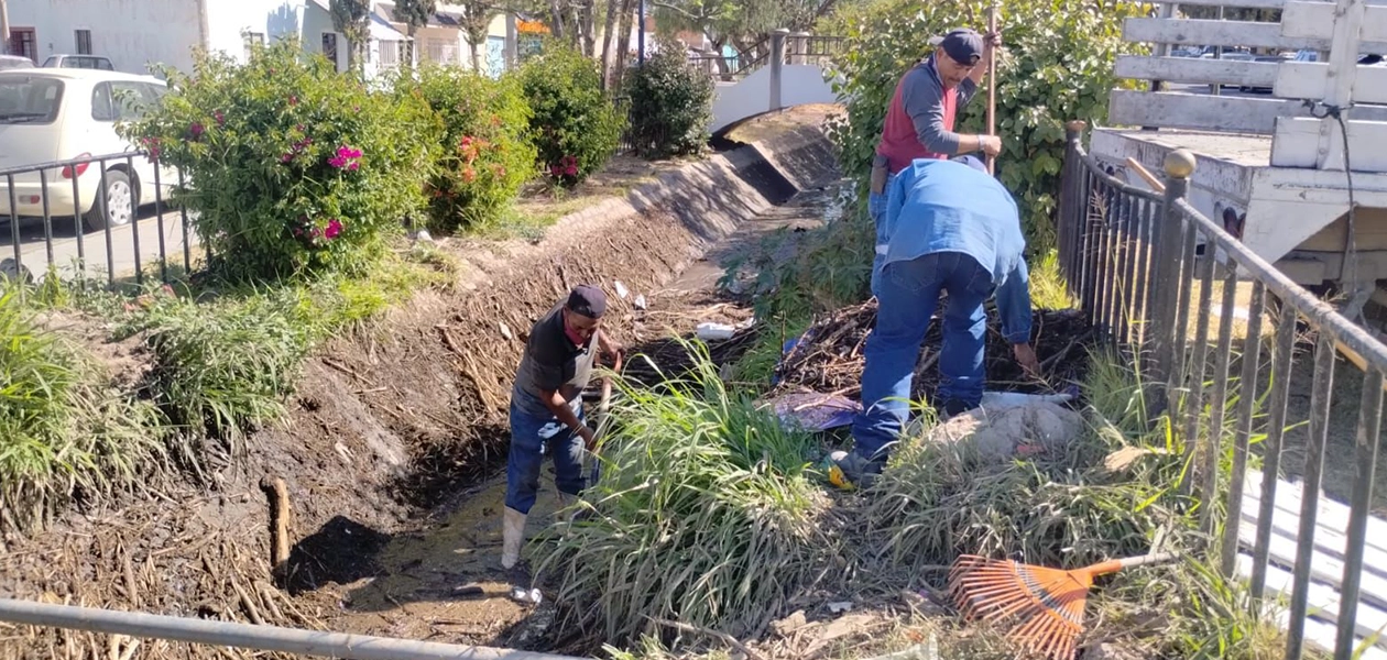 Refuerzan limpieza en canal de La Estrella para prevenir encharcamientos